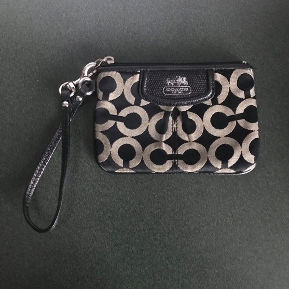 Coach Black Canvas Leather Wristlet - Picture 14 of 16